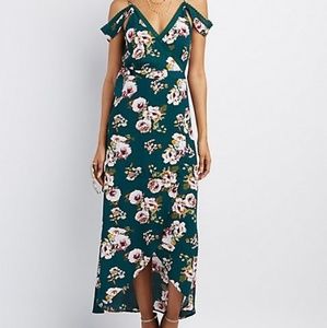 Charlotte Russe cold-shoulder maxi wrap dress